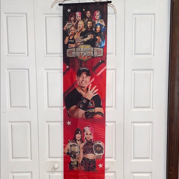 WWE Other - WWE Vibrant Red and Black Happy Birthday Banner